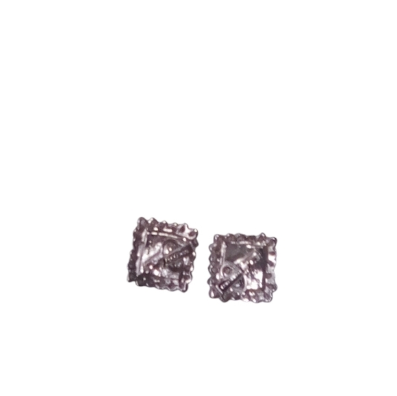 Nina Ricci Elegant Square Silver Crystal Clip On Earrings - Picture 3 of 3